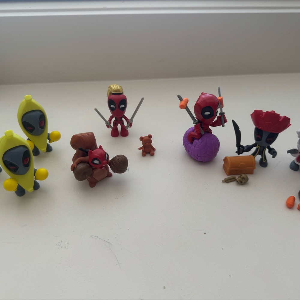 Deadpool Mini Figure Set - Red, Yellow, Purple